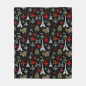 Paris Christmas Eiffel Tower Black Fleece Blanket (Voorkant)