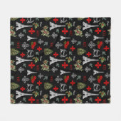 Paris Christmas Eiffel Tower Black Fleece Blanket (Voorkant (Horizontaal))