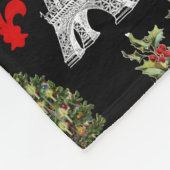 Paris Christmas Eiffel Tower Black Fleece Blanket Deken (Hoek)