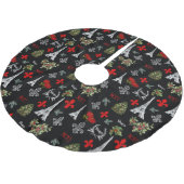 Paris Christmas Eiffel Tower Black Tree Skirt Kerstboom Rok (Gekanteld)
