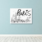 Paris City Doodle Canvas Afdruk (Insitu (Houten vloer))