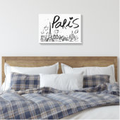 Paris City Doodle Canvas Afdruk (Insitu (Slaapkamer))