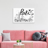 Paris City Doodle Canvas Afdruk (Insitu (Woonkamer))