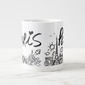 Paris City Doodle Grote Koffiekop (Voorkant)