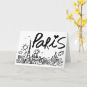 Paris City Doodle Kaart (Gele Bloem)