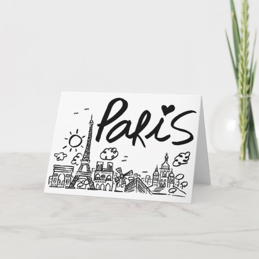 Paris City Doodle Kaart (Voorkant)