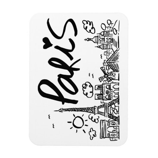 Paris City Doodle Magneet (Verticaal)