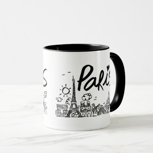 Paris City Doodle Mok (Voorkant rechts)