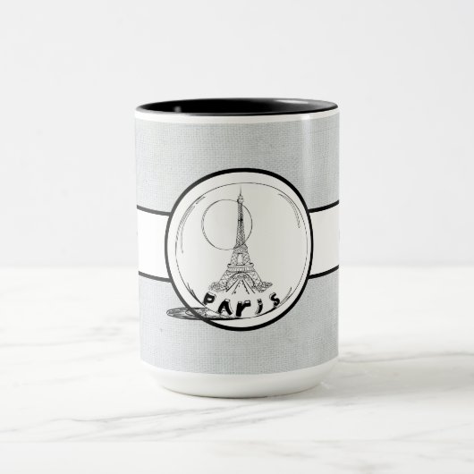 Paris City Elegant linen Ringer 15oz Mok (Midden)