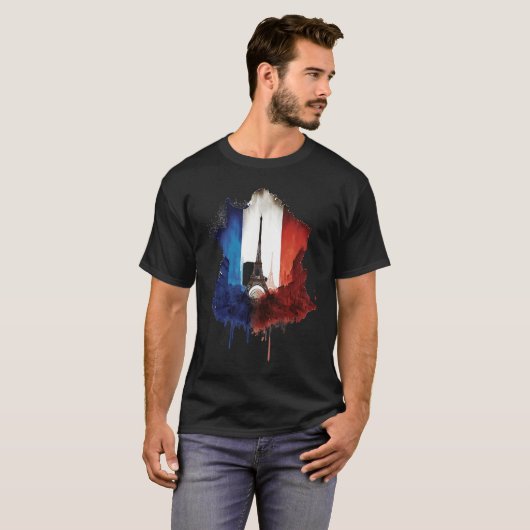 Paris City Illustration With Eiffel Tower French F T-shirt (Voorkant volledig)
