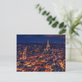 Paris City Night Eiffel Tower European Art Briefkaart (Staand voorkant)