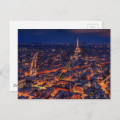 Paris City Night Eiffel Tower European Art Briefkaart (Voorkant / Achterkant)
