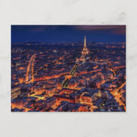 Paris City Night Eiffel Tower European Art