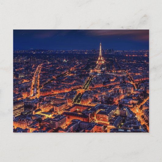 Paris City Night Eiffel Tower European Art Briefkaart (Voorkant)
