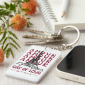 Paris City of Love – Eiffel Tower Travel Souvenir Sleutelhanger (Voorkant Rechts)