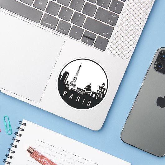 Paris City Skyline Sticker (Laptop met iPhone)