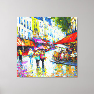 Paris City Street Scene Canvas Afdruk