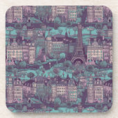 Paris Cityscape in aqua  ontwerp Bier Onderzetter (Voorkant)