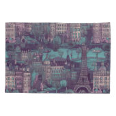 Paris Cityscape in aqua  ontwerp Kussensloop (Achterkant)
