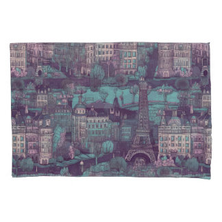 Paris Cityscape in aqua  ontwerp Kussensloop