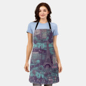 Paris Cityscape in aqua  ontwerp Schort (Gedragen)