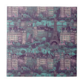 Paris Cityscape in aqua  ontwerp Tegeltje (Voorkant)