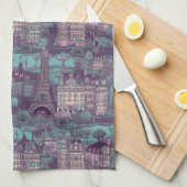 Paris Cityscape in aqua  ontwerp Theedoek (Quarter Fold)