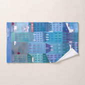 Paris Cityscape Painting in Blue Bad Handdoek (Handdoek)