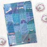 Paris Cityscape Painting in Blue Theedoek<br><div class="desc">Een schilderij van Parijs in de lente.</div>