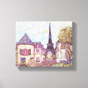 Paris Cityscape pointillsim canvas Kristie Hubler Afdruk