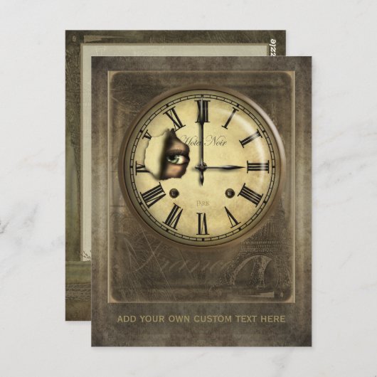 Paris Clock die Gepersonaliseerd Briefkaart bekijk (Voorkant / Achterkant)