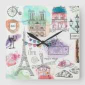 Paris Clock Vierkante Klok (Voorkant)