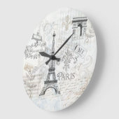 Paris Collage art Clock Grote Klok (Hoek)
