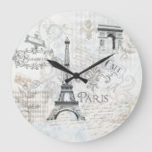 Paris Collage art Clock Grote Klok (Voorkant)