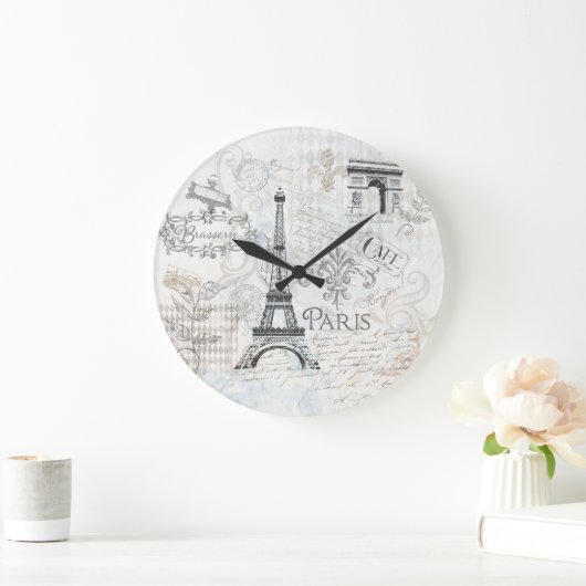 Paris Collage art Clock Grote Klok (Huis)