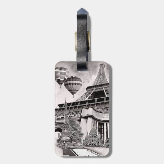 Paris Collage Bagagelabel (Achterkant verticaal)