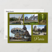 Paris Collage (Carrousel, Eiffeltoren, Notre Dame) Briefkaart (Voorkant / Achterkant)