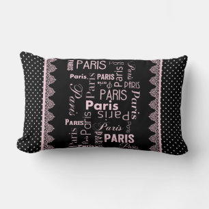 Paris collectie polka dot, zwart, roze kussen