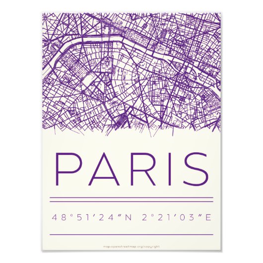 Paris Coördinaten Stad Poster – Minimaal Stadsstra (Voorkant)