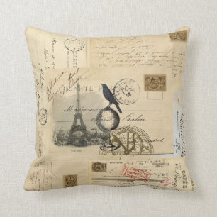 Paris Crow Wereldbol Frans Briefkaart Pillow Kussen