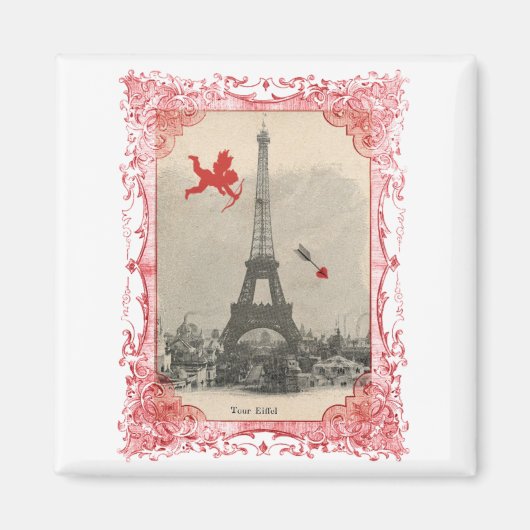 Paris  Cupido Valentijn Magnet (Voorkant)