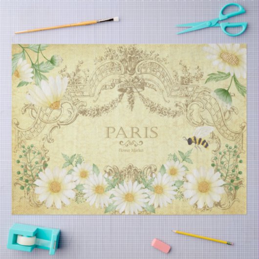 Paris Daisies bee Yellow Decoupage Crafting Tissuepapier (Craft)