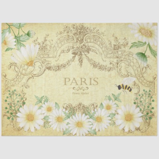 Paris Daisies bee Yellow Decoupage Crafting Tissuepapier (Voorkant)