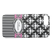 Paris Demoiselle Damask Pink en Black Case-Mate iPhone Case (Achterkant (Horizontaal))