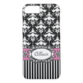Paris Demoiselle Damask Pink en Black Case-Mate iPhone Case (Achterkant)