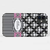 Paris Demoiselle Damask Pink en Black Case-Mate iPhone Case (Achterkant (horizontaal))