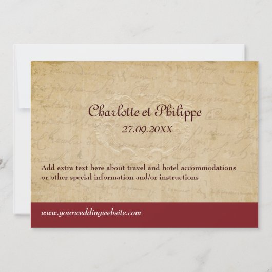 Paris Destination Wedding Invitation Kaart (Achterkant)