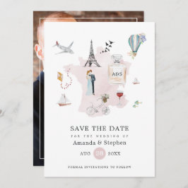 Paris Destination Wedding Monogrammed Foto Save The Date