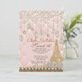 Paris Diamond en Parels Verjaardagsfeestuitnodigin Kaart (Staand voorkant)