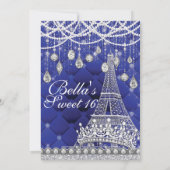 Paris Diamond en Parels Verjaardagsfeestuitnodigin Kaart (Achterkant)